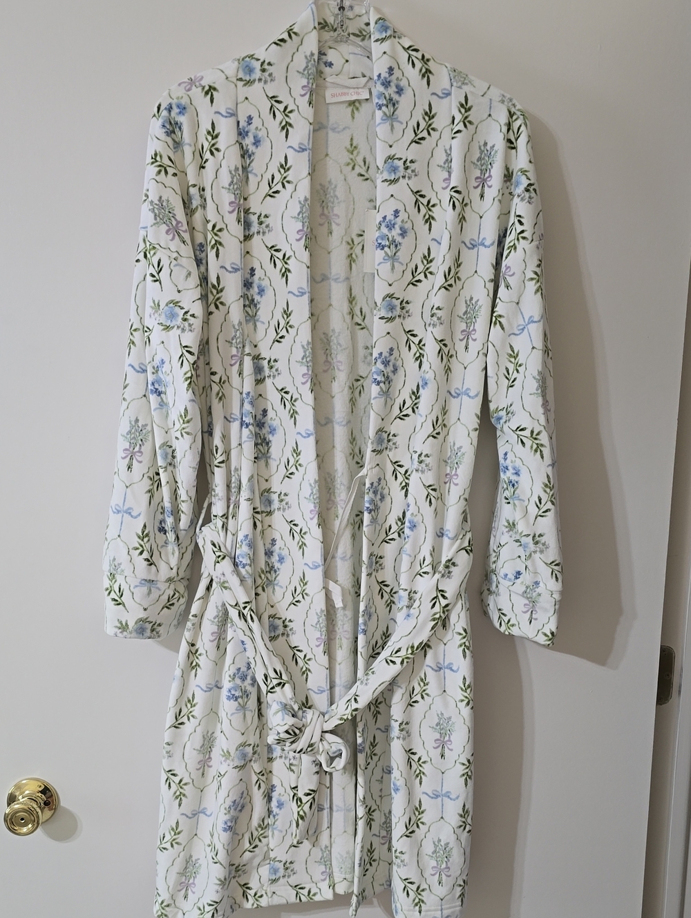 Shabby Chic Blue & Green Floral Fleece Robe